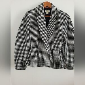 MEAVE ANTHROPOLOGIE Sculpted houndstooth, lightweight lined jacket. M RETAIL$168